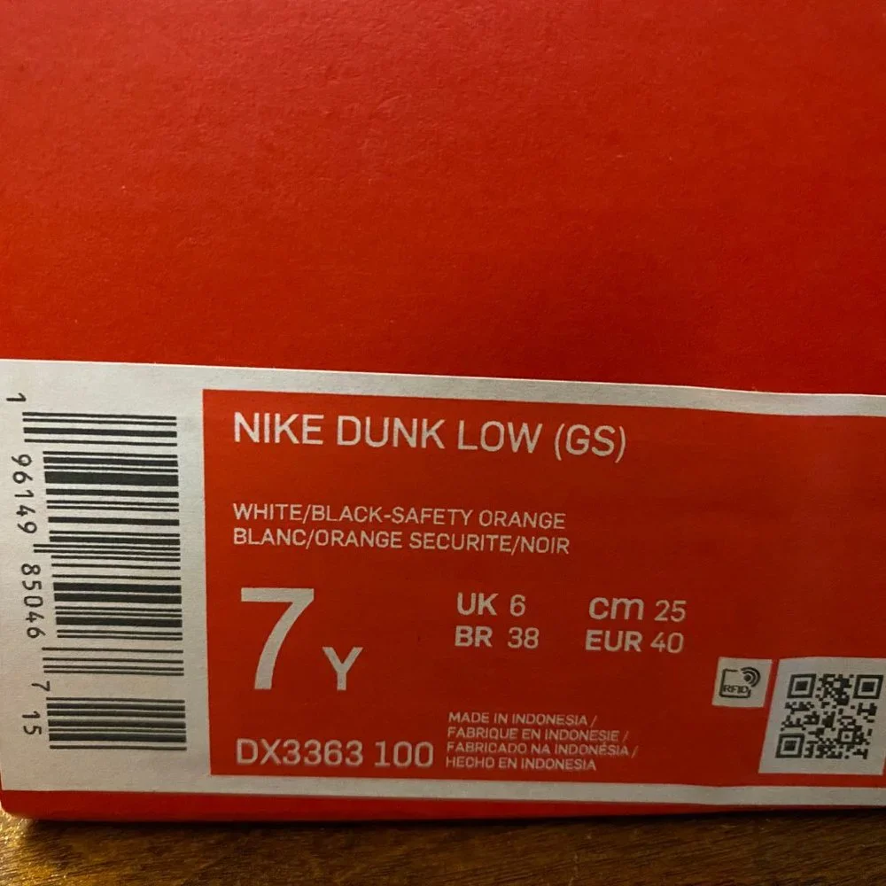 Nike Dunk Low GS Nike 101 White Blue Orange DX3363-100 7Y Women's Size 8.5 - Picture 7 of 7
